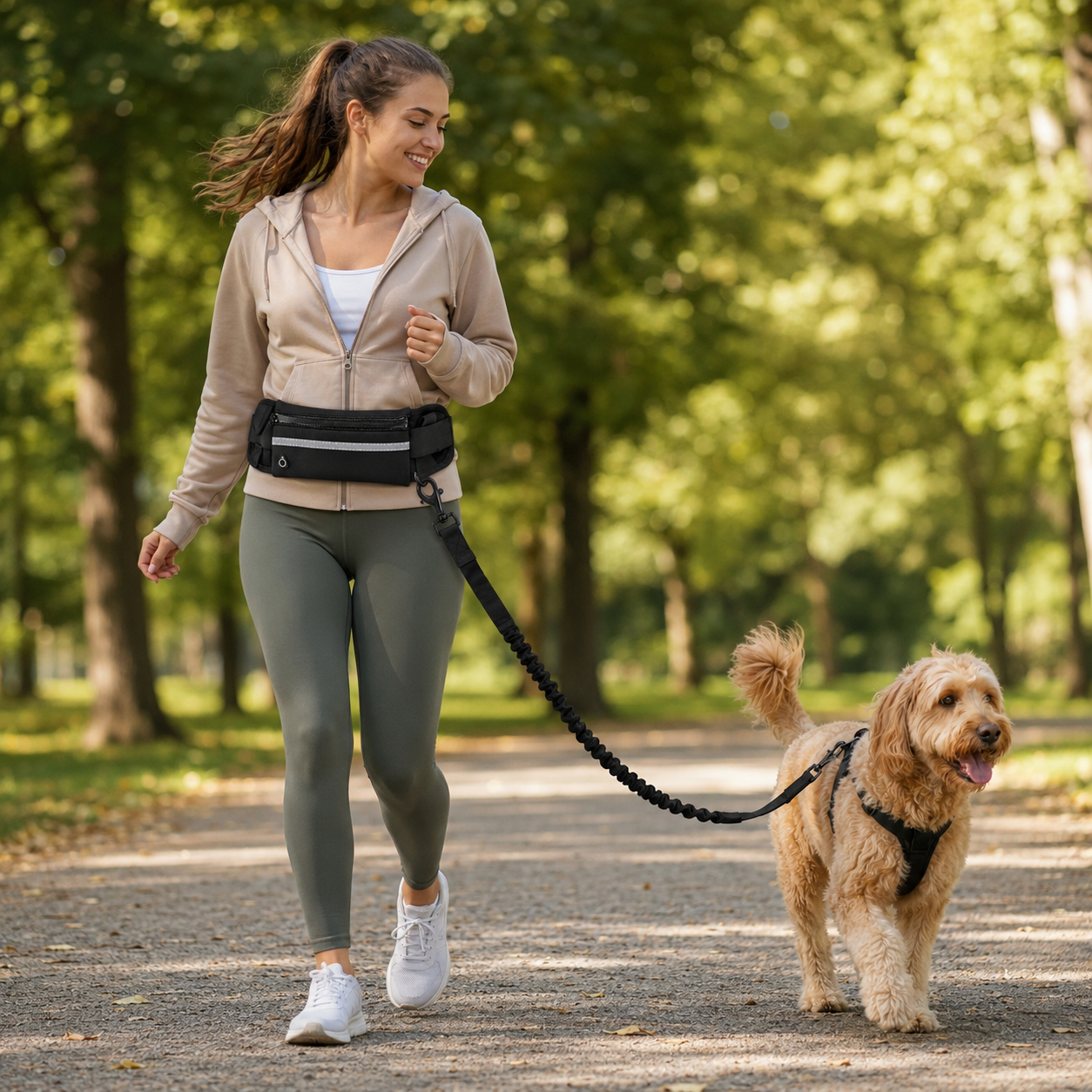 Hands Free Dog Leash with Waist Pouch