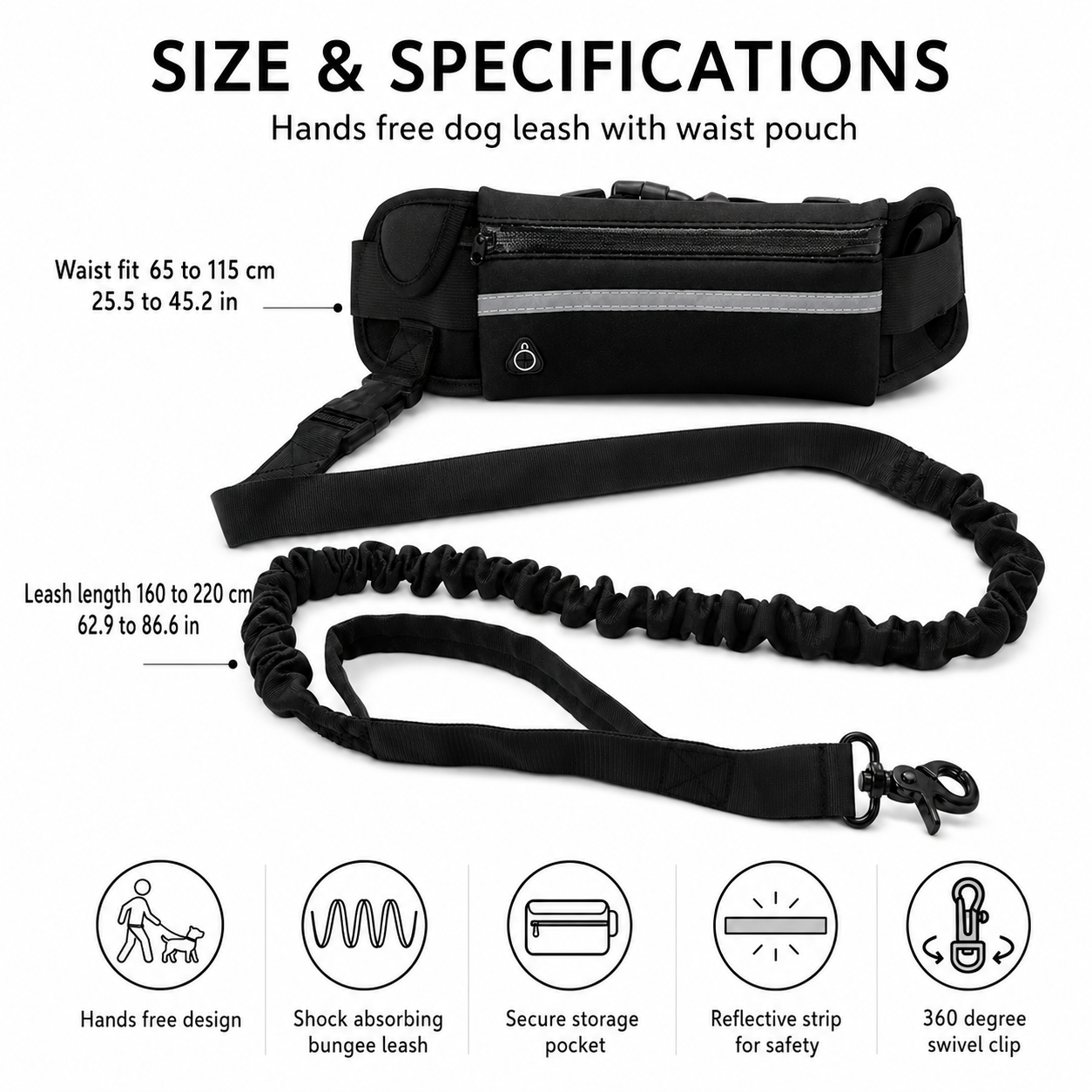 Hands Free Dog Leash with Waist Pouch