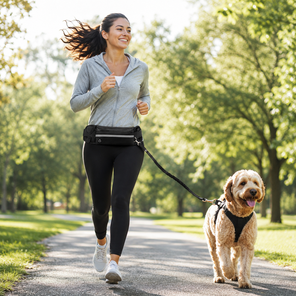 Hands Free Dog Leash with Waist Pouch