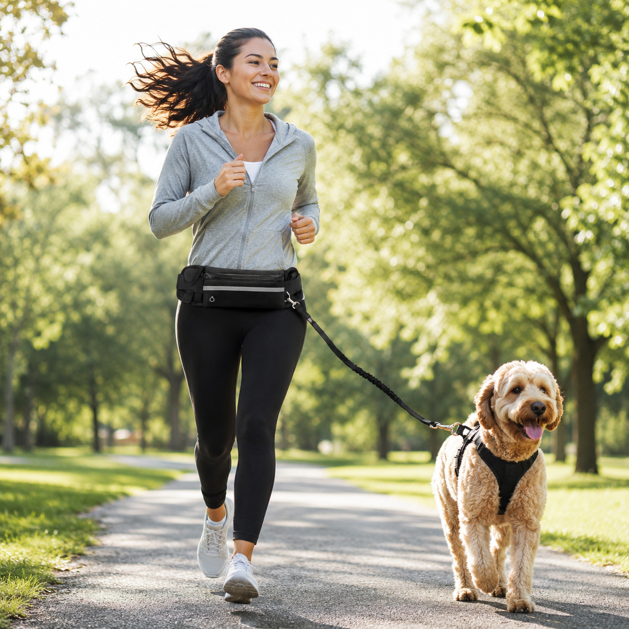 Hands Free Dog Leash with Waist Pouch