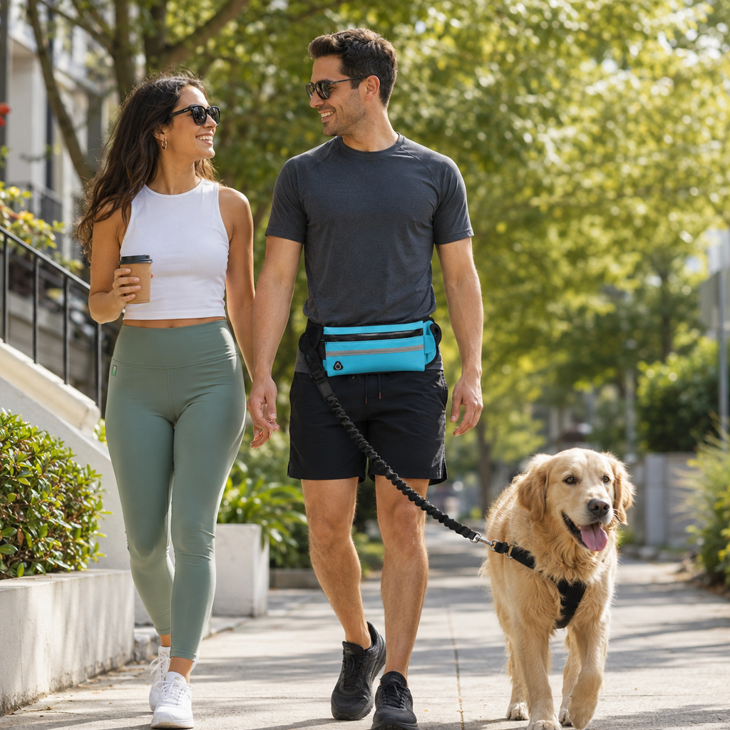 Hands Free Dog Leash with Waist Pouch