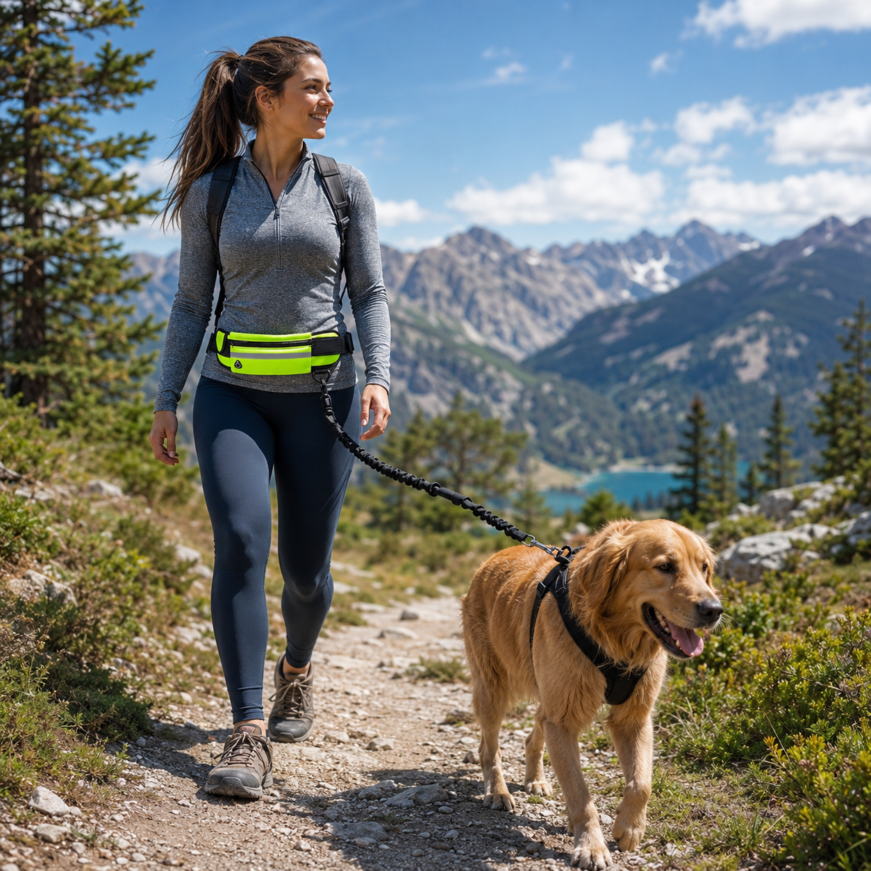Hands Free Dog Leash with Waist Pouch