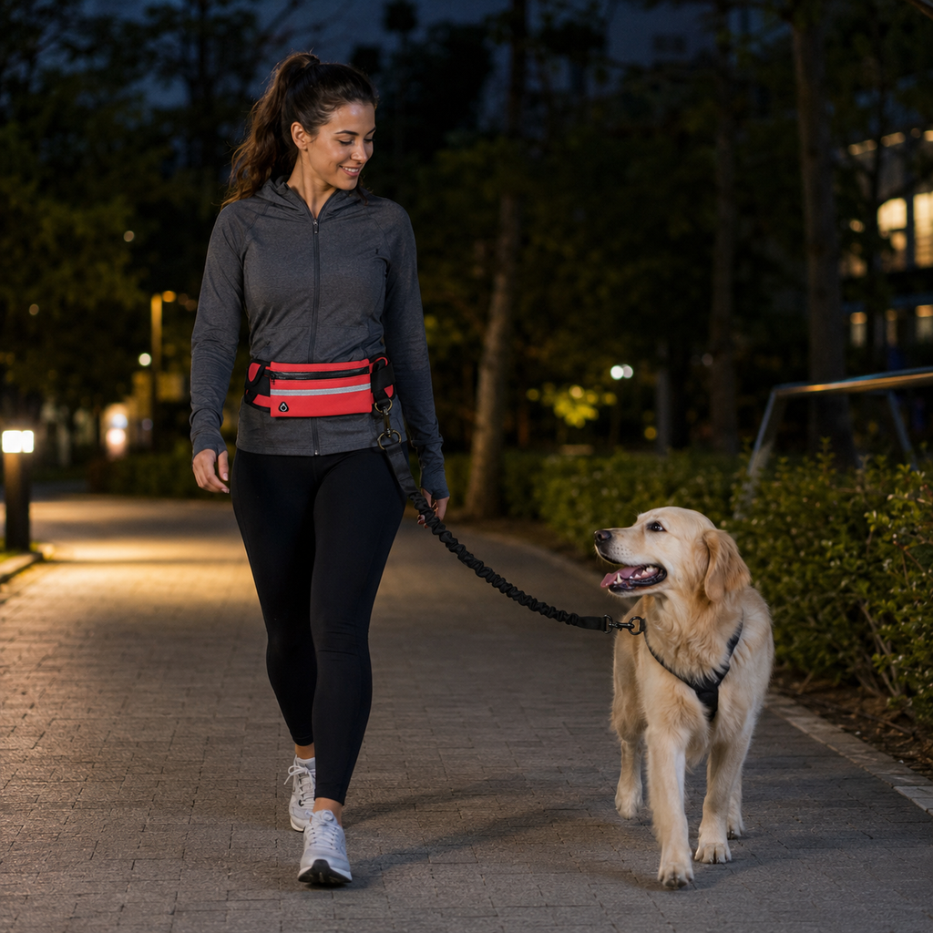 Hands Free Dog Leash with Waist Pouch
