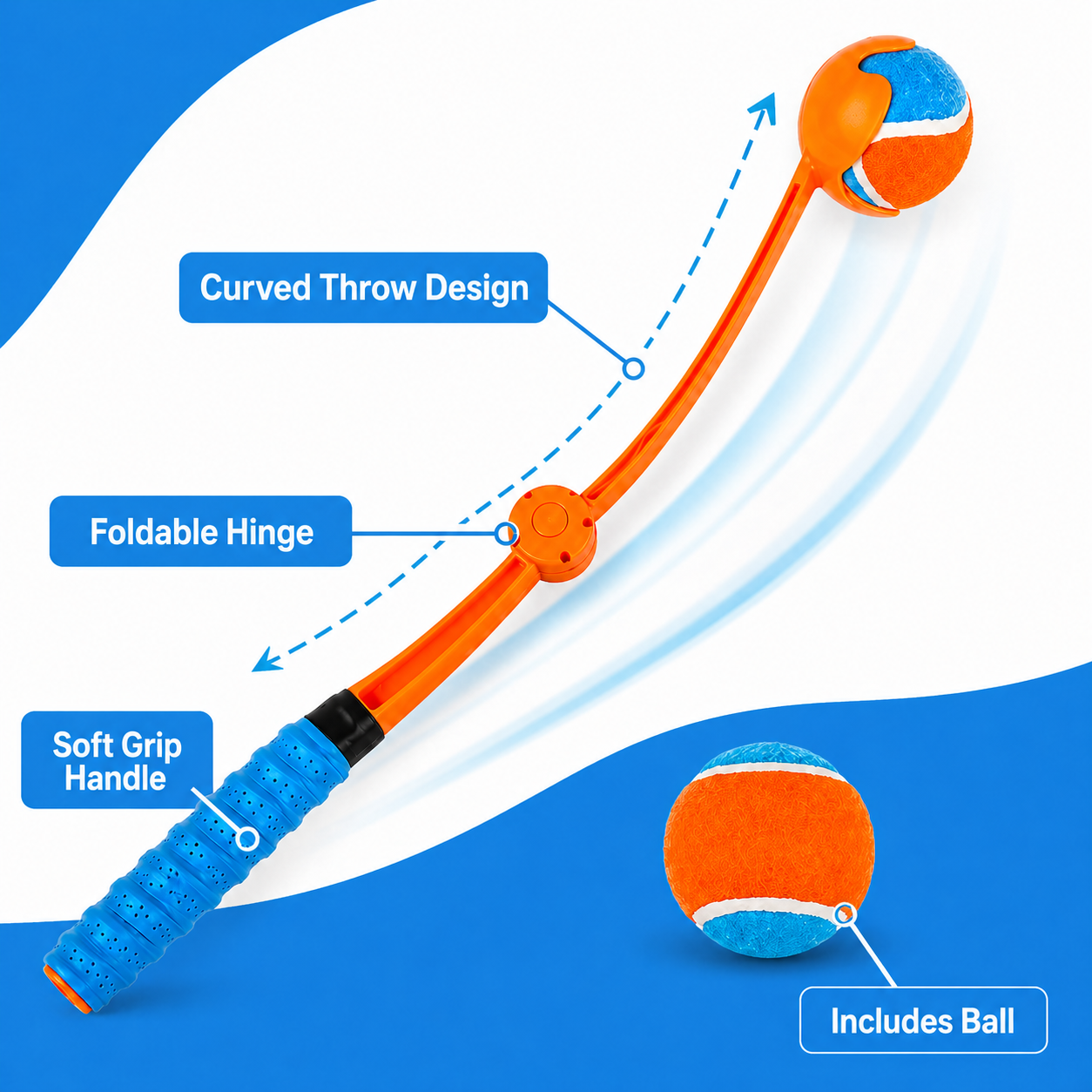 Foldable Handheld Ball Launcher for Dogs